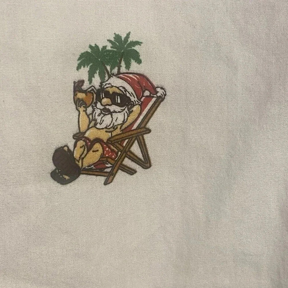 NWT Denim and Flower Short Sleeve Men's Size Med Button Up with Santa Chillin - Picture 5 of 14